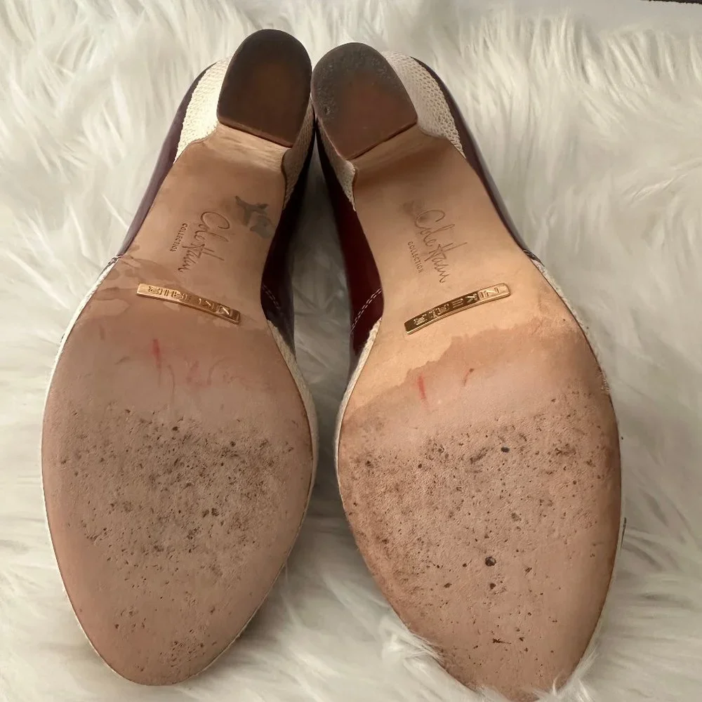 Cole Haan Charlize Nike Air Platform Open-Toe Patent Leather Pumps - Sz 8 - Picture 9 of 13